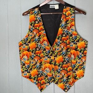 Vintage 90s Pumpkin Teddy Bear Vest Large Halloween Whimsical Grannycore
Kitschy